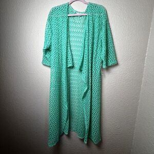 NWT Lularoe Shirley Kimono Large Cardigan SeaFoam Green Lace Swim Coverup Cruise